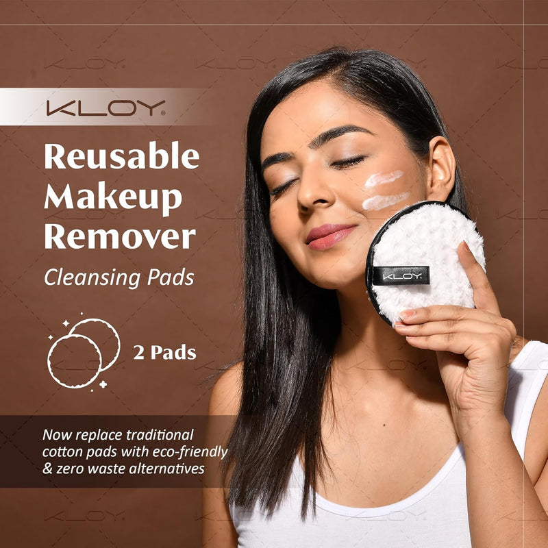 KLOY Reusable Multipurpose Makeup Removal Facial Cleansing Pads (Pack of 2), Facial Makeup Remover, Eye Makeup Remover & Foundation Simple Makeup Remover Pads (White & Brown)