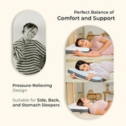Shredded Memory Foam Pillow Adjustable, Cooling, Firm Support for Side, Back & Stomach Sleepers Washable Removable Cover King Size, Pack of 2 - White King (Pack of 2)