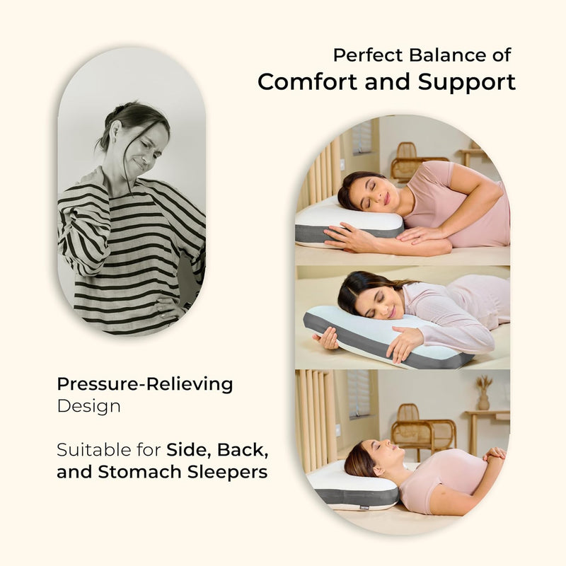 Shredded Memory Foam Pillow Adjustable, Cooling, Firm Support for Side, Back & Stomach Sleepers Washable Removable Cover King Size, Pack of 2 - White King (Pack of 2)