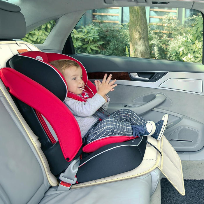Smart elf Car Seat Protector, 2Pack Seat Protector Protects Child Seats with Thickest Padding and Non-Slip Backing Mesh Pockets for Baby and Pet, Black