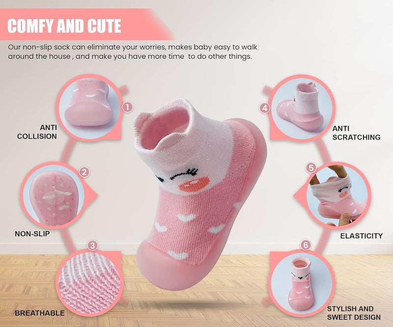 Dookeh Baby Sock Shoes Boys Girls First Walking Shoes Non-Slip Slippers Soft Sole Sneakers Toddler Infant Babygirl
