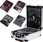 Toshionics Professional Tools Set 187 Pcs Mechanics Tool Kit with Sturdy Aluminum Trolley Wheel Case, Auto Mechanics Wrench Ratchet Socket Kit, Organizer Chest, General Household and Auto Toolkit