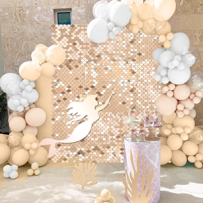 Rainbow Silver Backdrop Shimmer Wall Backdrop Sequin Wall Panel Backdrop for Birthday Wedding Engagement Mermaid Wall Disco Backdrop Decoration（12 Panels）