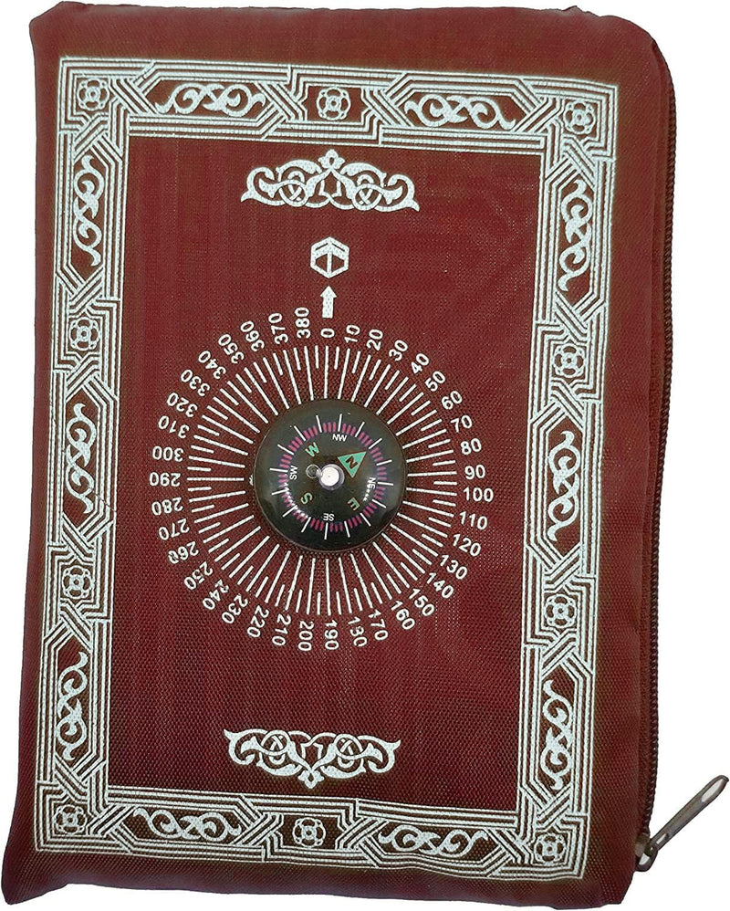 GOGO Al-Salat Travel Pocket Prayer Mat, Portable Muslim Rug, Water Proof, Foldable, Portable in Pouch (with Qibla Compass,Assorted)