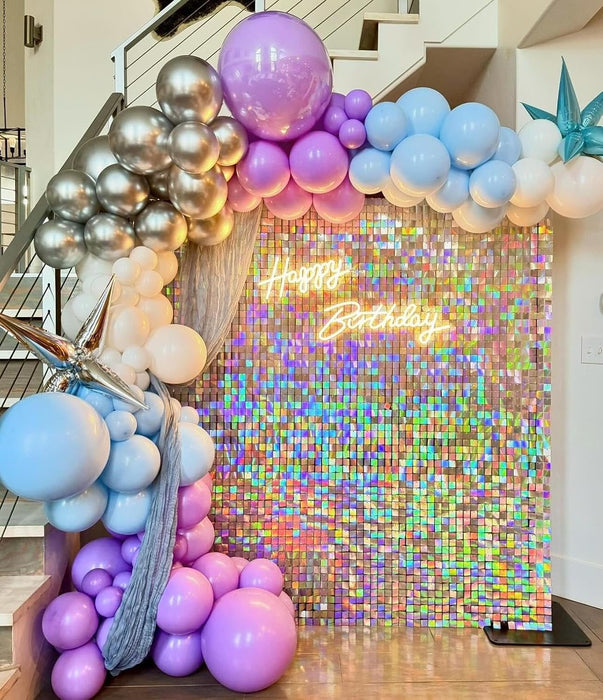 Kate Shimmer Wall Backdrop Sliver Wall Panels 12Pcs Square Sequin Shimmer Wall Backdrop Decoration for Birthday Party,Wedding, Anniversary