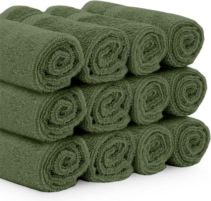 White Classic Luxury Cotton Washcloths - Small Hotel Spa Bathroom Face Towel | 12 Pack |