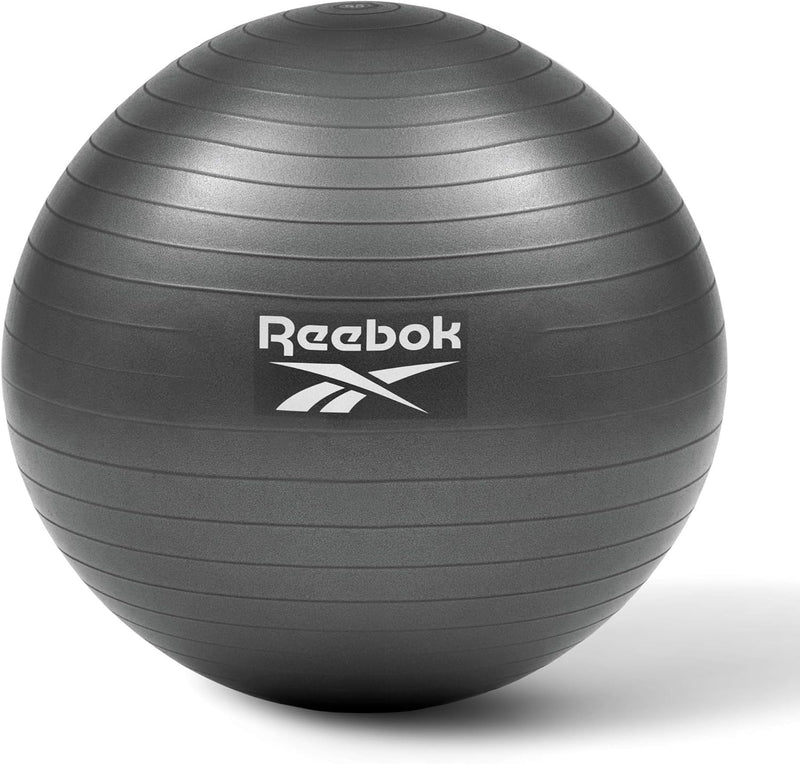 Reebok Gymball - Exercise Ball with Dual Textured Non-Slip Surface for Maximum Grip - for Core Workout, Improving Stability, and Posture at Home or The Gym - Pump Included - Black