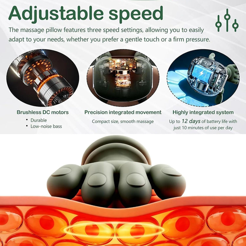 Neck Massager with Hands, Bionic Heated Shiatsu Neck & Back Massager, Wireless Portable Deep Tissue Electric Massage with Human Hand Simulation Heat Function for Neck, Shoulder & Back Relaxation