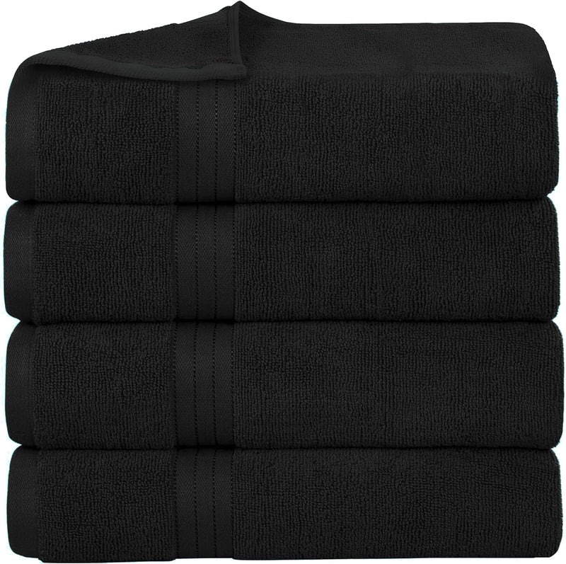 Bliss Casa Bath Towel Set 27 x 54 Inch (4 Pack) - 550 GSM 100% Cotton 20/D Quick Drying Highly Absorbent Thick Bathroom Towels - Soft Hotel Quality for Bath and Spa (Grey)