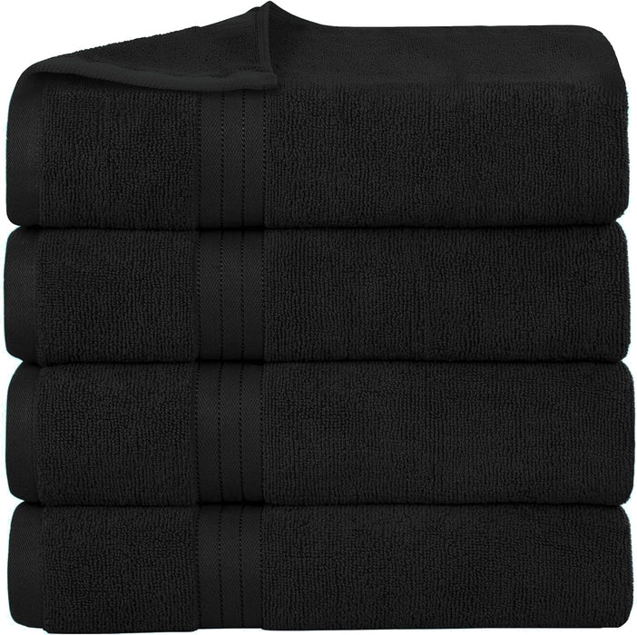 Bliss Casa Bath Towel Set 27 x 54 Inch (4 Pack) - 550 GSM 100% Cotton 20/D Quick Drying Highly Absorbent Thick Bathroom Towels - Soft Hotel Quality for Bath and Spa (Grey)