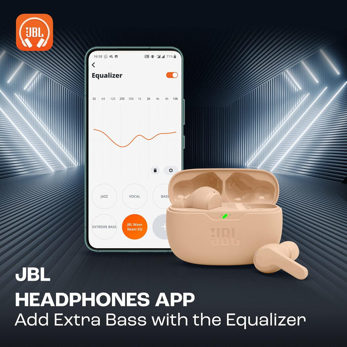 JBL Wave Beam 2 Adaptive Noise Cancelling with Smart Ambient True Wireless Earbuds, Deep Bass, Comfort Fit, 40H Battery, Hands-Free + VoiceAware, Water and Dust Resistant - Black, JBLWBEAM2BLK