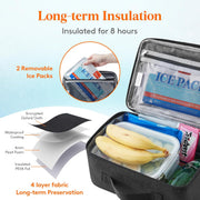 Freezable Lunch Box, Insulated Reusable Lunch Bag with 2 Ice Packs, Mini Cooler Snack Bag for Bento Box for Salad, Sandwich, Snacks for Boys/Girls/Men/Women for School/Work/Daycare, Black