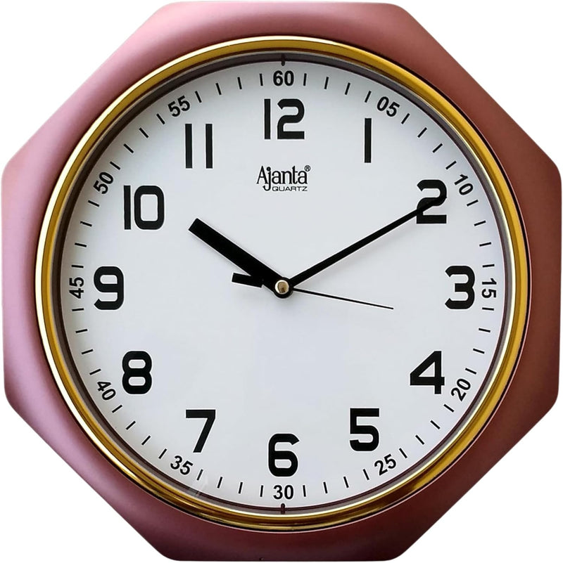 Ajanta Plastic Analog Wall Clock (25 X 25 Cm, Brown) - Standard