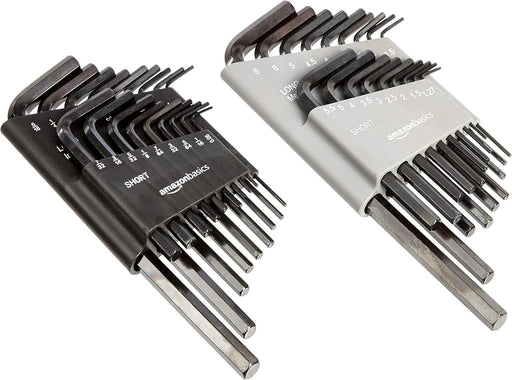 Amazon Basics 36-Piece Allen Wrench/Hex Key Set - Inch/SAE and Metric - 36-Piece Long and Short