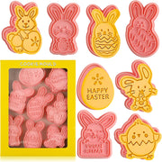 Sakolla (Set of 8) Christmas Cookie Cutters with Plunger Stamps Set, Gingerbread Boy/Girl Snowman Santa Claus Snowflake Christmas Tree Reindeer Cookie Cutters - Easter Cookie Cutters With Plunger Stamps