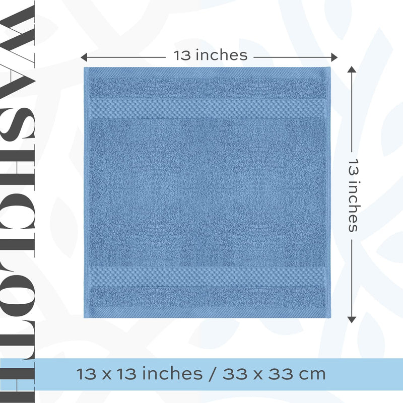 White Classic Luxury Cotton Washcloths - Small Hotel Spa Bathroom Face Towel | 12 Pack |