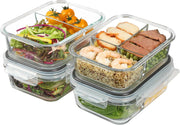 Vtopmart Glass Meal Prep Containers with Snap Lids (4pack 33oz, Grey) - 4pack 33oz with Compartments