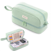 Large Capacity Pencil Case, Kawaii Cute Aesthetic Pencil Pouch Handheld Pen Bag, Canvas Cosmetic Portable Gift for Office School Teen Girl Boy Men Women Adult (Green) - Green4 Functional