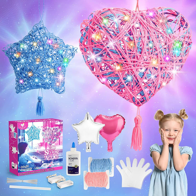 SYOSI 3D String Art Kit for Kids, Craft Kits for Kids Age 7-12 Gifts for 7-12 Year Olds Girls Arts and Crafts for Kids Age 7 8 9 10 11 12 Toys for 7 8 9 10 11 12 Year Old Girls DIY Lantern Toys