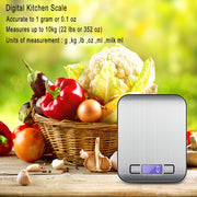 MOSUO Electronic Kitchen Scales with USB Cable, Precision Scales 10 kg/1 g Stainless Steel Digital Food Scales, LCD Backlit Display, Tare Function, Batteries Included - Black