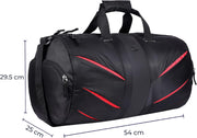 Magnum 38L Large Water Resistant Travel Duffle Bag/Gym Bag/Sports Duffle for Men/Women - Black Red