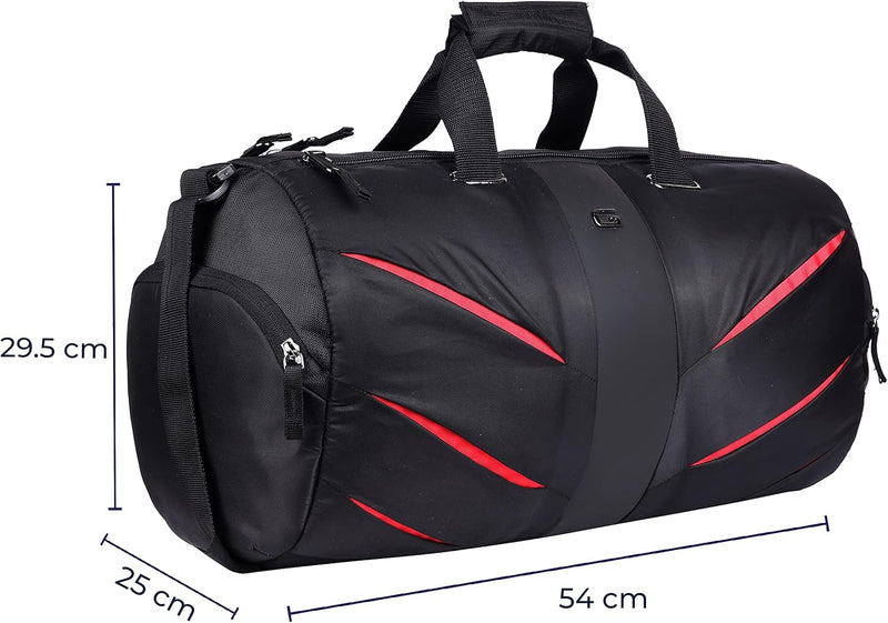 Magnum 38L Large Water Resistant Travel Duffle Bag/Gym Bag/Sports Duffle for Men/Women - Black Red