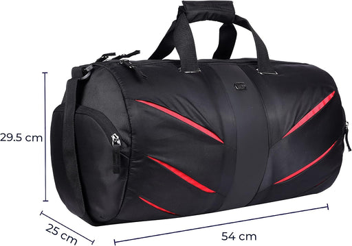 Magnum 38L Large Water Resistant Travel Duffle Bag/Gym Bag/Sports Duffle for Men/Women - Black Red
