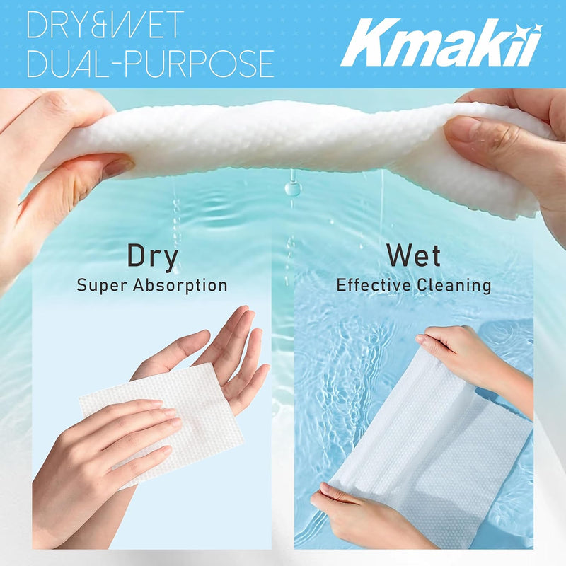 KMAKII Disposable Face Towelette Facial Cleansing Washcloth Dry Facial Tissue Face Cleaning Towels Dry Wipes for Cleaning and Skincare (1 Box of 50 Sheets)
