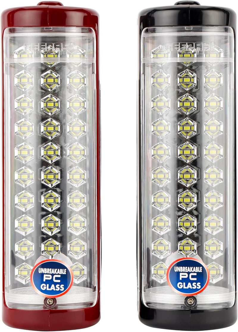 Geepas 24 Mega Luminous LED's Rechargeable LED Lantern Set Of 2 30 Super Bright SMD LEDs, Energy Efficient, USB Charging Red & Black