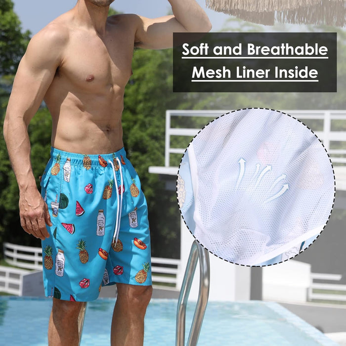 Maeau Men Swim Beach Shorts Quick Dry Swimming Trunks Drawstring Surfing Board Shorts