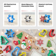 8Pcs Christmas Cookie Stamps Set, Stainless Steel Christmas Cookie Cutters, Baking Cutter Moulds for DIY Baking, Parties, Festival, Xmas Kitchen Bakeware