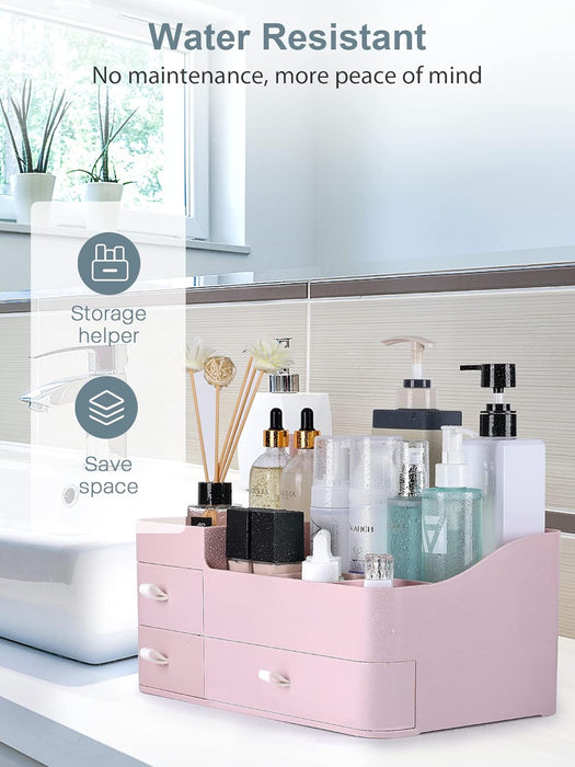 Makeup Organizer with Drawers,Large Capacity Countertop Organizer for Vanity,Bathroom and Bedroom Desk Cosmetics Organizer for Skin Care,Brushes, Eyeshadow, Lotions, Lipstick, Nail Polish and Jewelry