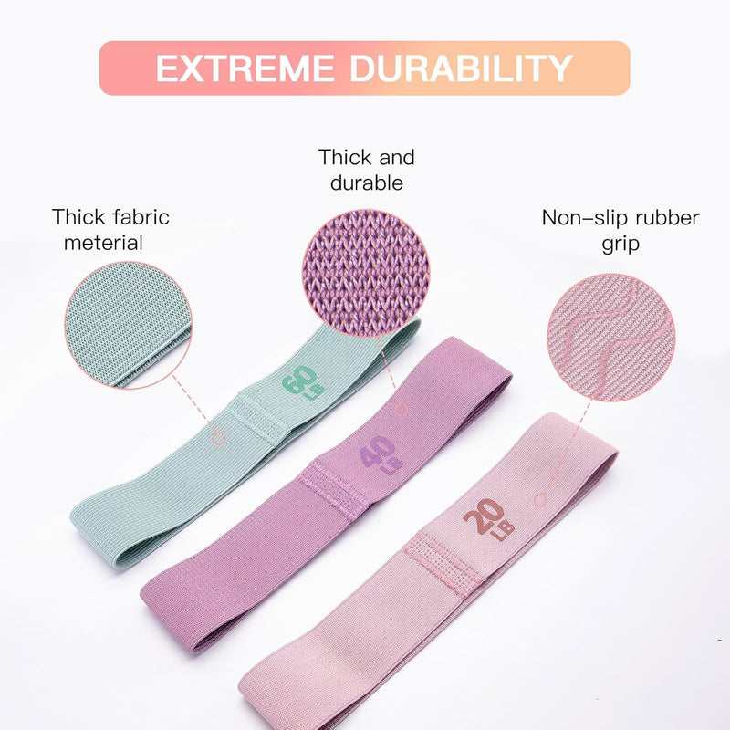 Azonee Fabric Resistance Bands for Working Out, Exercise Bands, Workout Bands Resistance for Women & Men, Booty Bands for Legs and Butt Yoga Pilates Rehab, Fitness Elastic Bands Set for Yoga