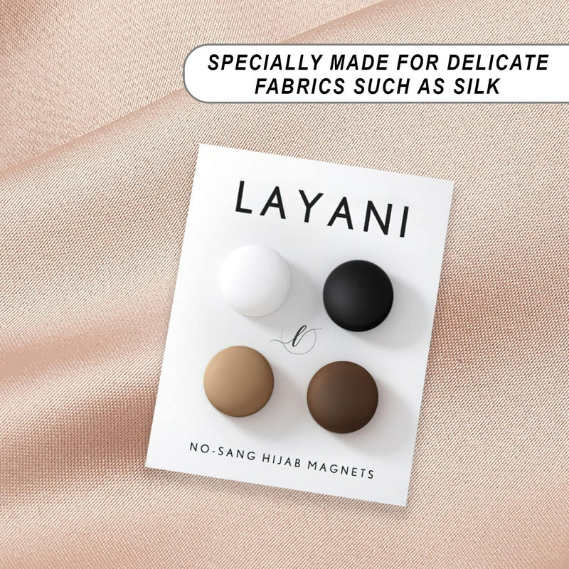 Layani Hijab Magnets: Matte Finish [Variety 4 Pack] Magnetic Hijab Pins, no gemstone