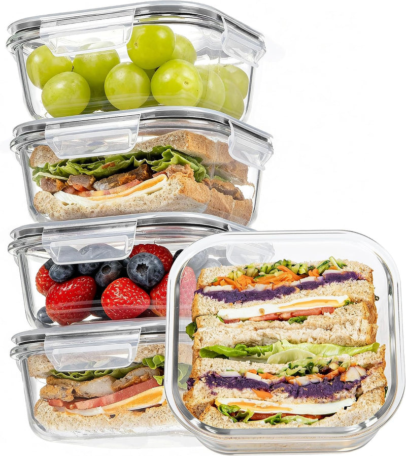 Vtopmart Glass Meal Prep Containers with Snap Lids (4pack 33oz, Grey) - 5pack 27oz/799ml