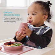 ez pz Ezpz Mini Cup + Straw Training System (Blush) - 100% Silicone Training Cup For Infants + Toddlers - Designed By A Pediatric Feeding Specialist - 9 Months+