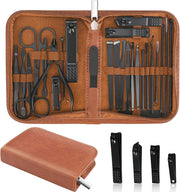 Manicure Set Professional Nail Clipper Kit-26 Pieces Stainless Steel Manicure Kit,nail Care Tools with Luxurious Travel Case - silver