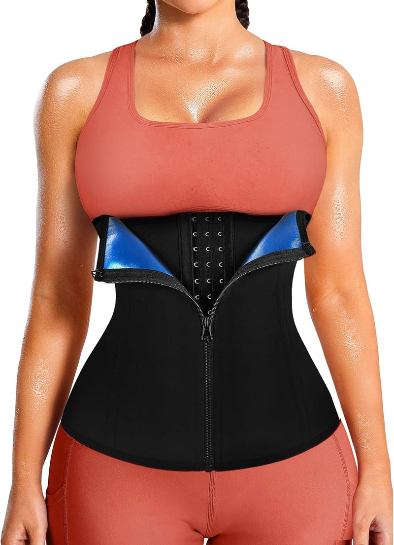 LEINIDINA Womens Waist Trainer Corset with Zipper Sweat Waist Trimmer for Women Workout Belt Corset Shapewear