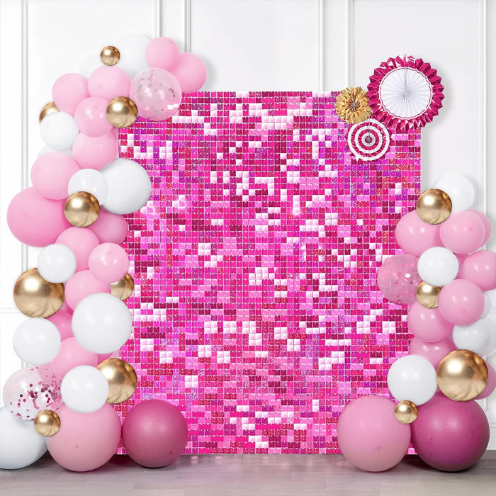 LuoluoHouse Red Shimmer Wall Panel Glitter Sequin Backdrop Panel of 24 Shiny Backdrop for Party Event Background Foil Back Drop
