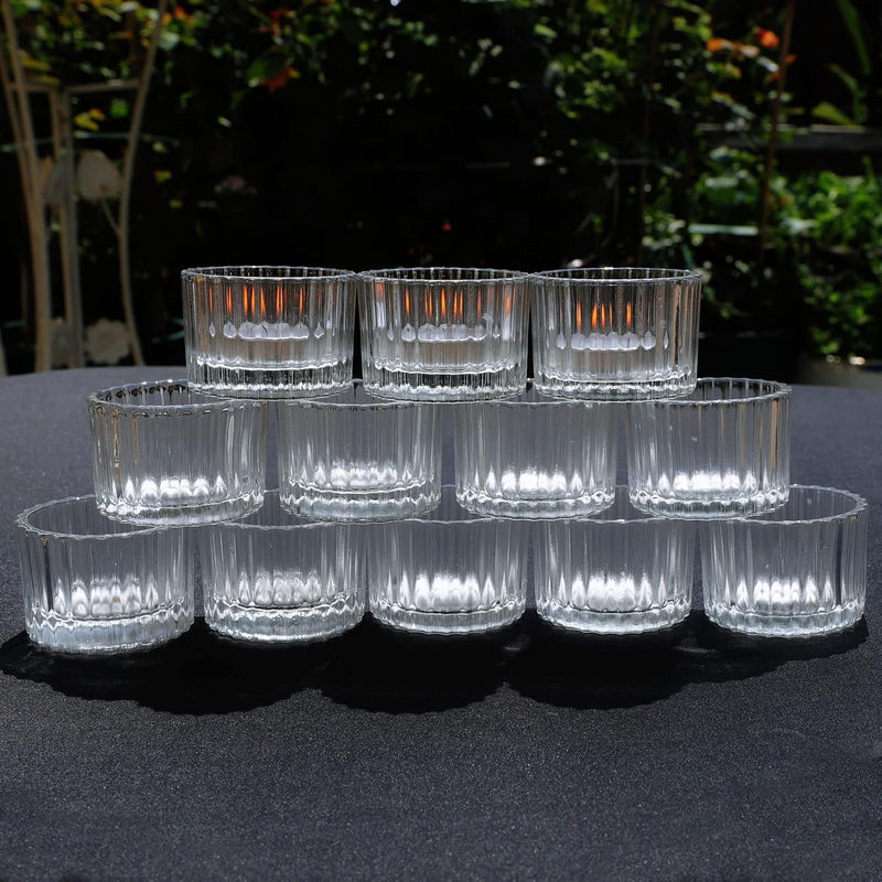 MAKINGTEC Clear Tealight Candle Holder Set of 12, Clear Glass Tealight Candle Holders for Wedding Party, Tea Light Candles Holder Bulk for Centerpiece Thanksgiving Christmas Party (2 X1.4, Clear)