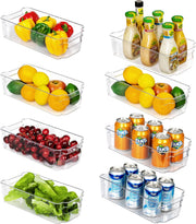 Vtopmart 4 PCS Clear Fridge Organizers and Storage Bins with Lids, Stackable Plastic Containers Boxes with Handles for Fridge, Freezer, Pantry, Cabinet, Kitchen Organization - 8pack12.5''W