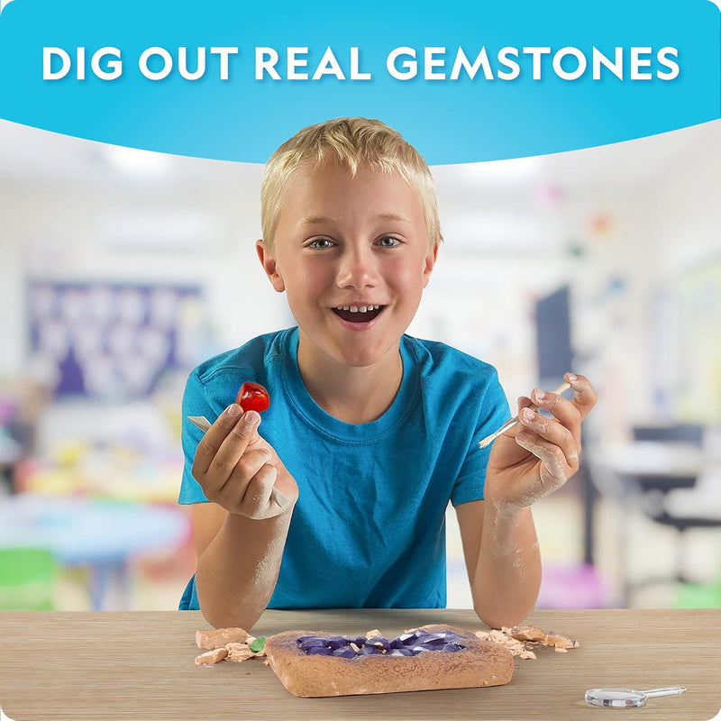 NATIONAL GEOGRAPHIC Mega Dig Kit - Dig Up 15 Real Gemstones and Crystals, Science Kit for Kids, Gift for Girls and Boys - Gemstones
