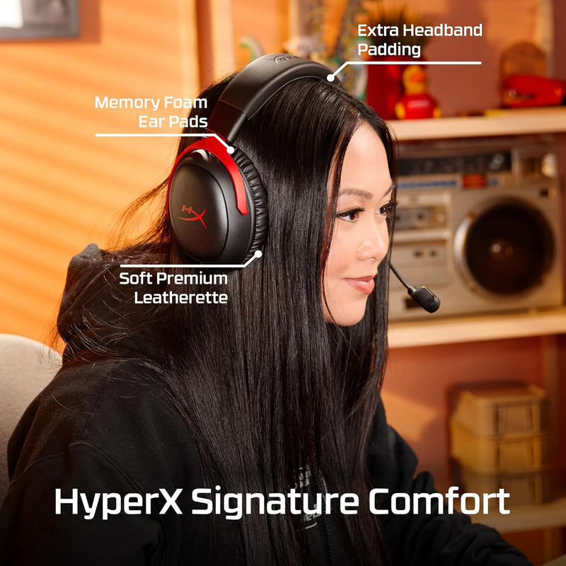 HyperX Cloud III S Wireless Gaming Headset for Multi-Platform, 2.4GHz, Bluetooth, Battery Life up to 120 Hours 2.4GHz / 200 Hours Bluetooth, 53mm Angled Drivers, 10mm Detachable Mic, Black