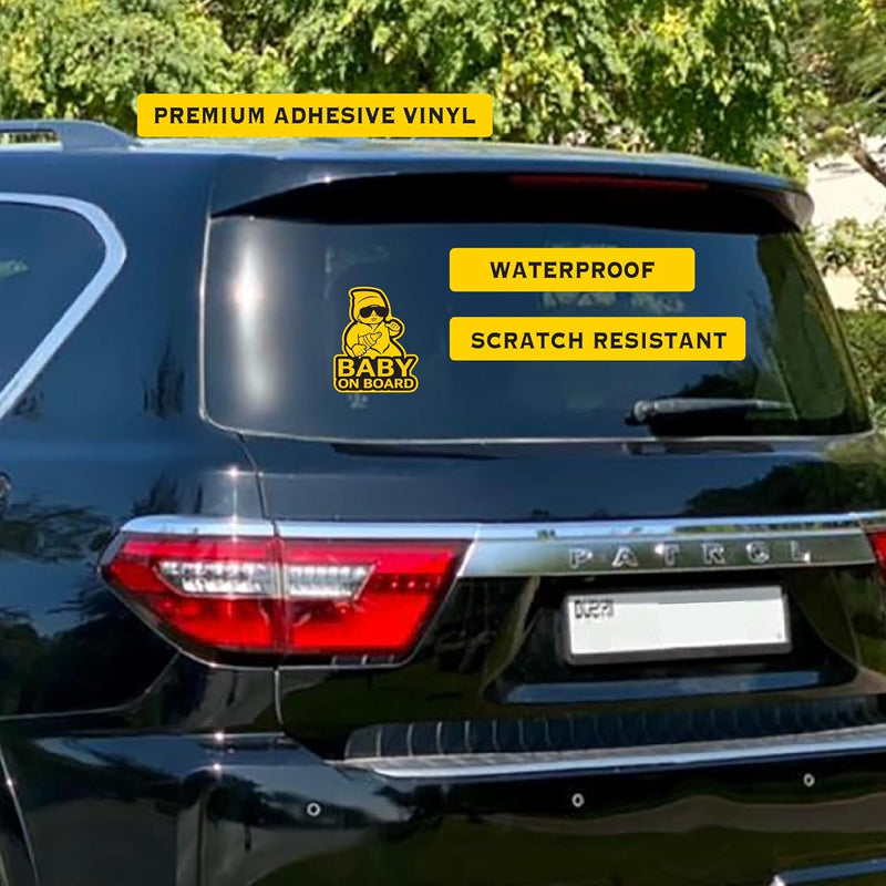 TARAA Baby On Board Car Sticker – Safety Sign for Vehicles | Waterproof & Stylish Vinyl Decal for Car Windows | Easy to Apply & Remove | Cute Baby Warning for Drivers Behind