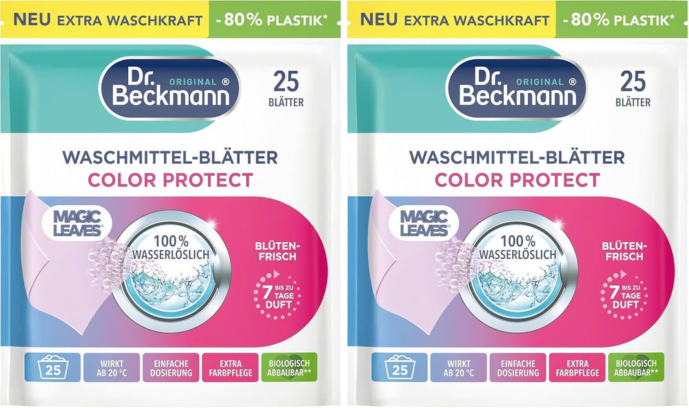 Magic Leaves Color Detergent Sheets, Fresh Blossom Scent, Long Lasting Fragrance, Easy Dosing, 0% Residues, Color Protect, Ideal for Hand Wash and Short Cycles, 25 Sheets