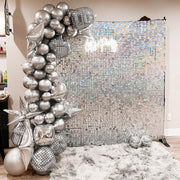 EMART Silver Shimmer Wall Backdrop Sequin Panels Photo Background Decoration for Party, Birthday, Wedding - 12 PCS