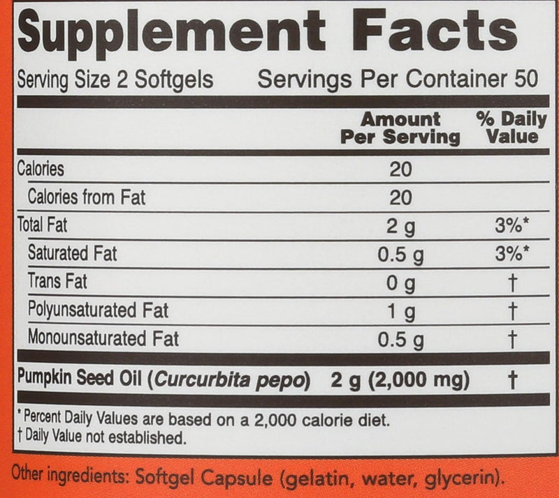 Pumpkin Seed Oil 1000 Mg Softgels - 100 Softgels