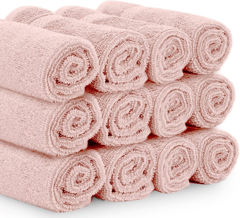 White Classic Luxury Cotton Washcloths - Small Hotel Spa Bathroom Face Towel | 12 Pack |