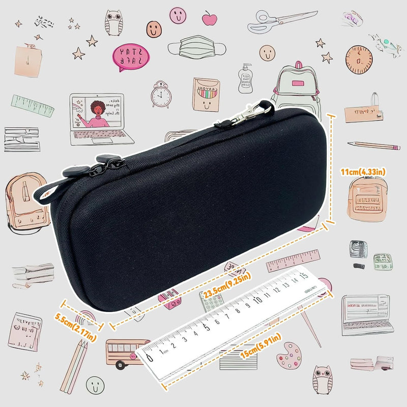 Pencil Case, EVA Pencil Case, Hard Shell with 2 Layers, Large Capacity, Simple Stationery Pouch for Students and Workers with Hand Strap