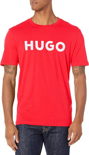 HUGO mens Print Logo Short Sleeve T-shirt T-Shirt - Vibrant Red